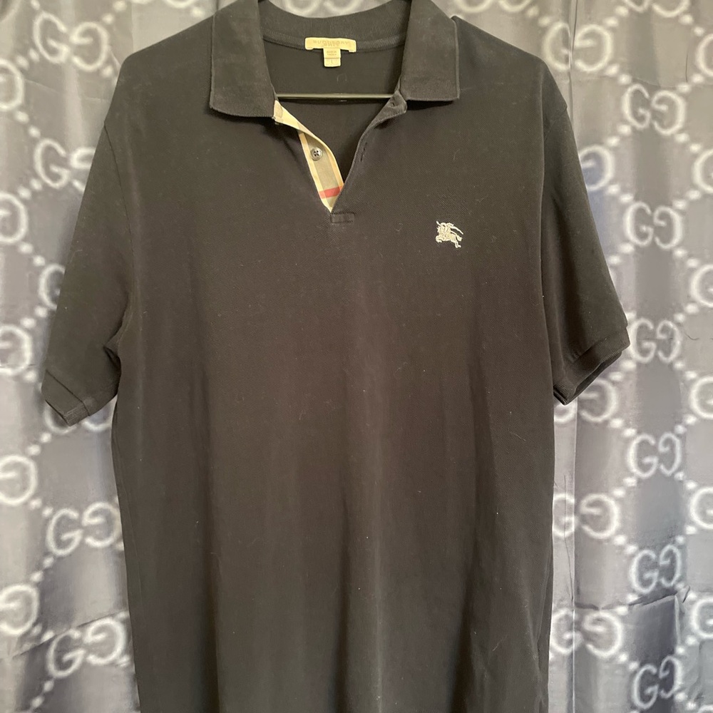 Mens short sleeve Burberry Brit shirt size large black used